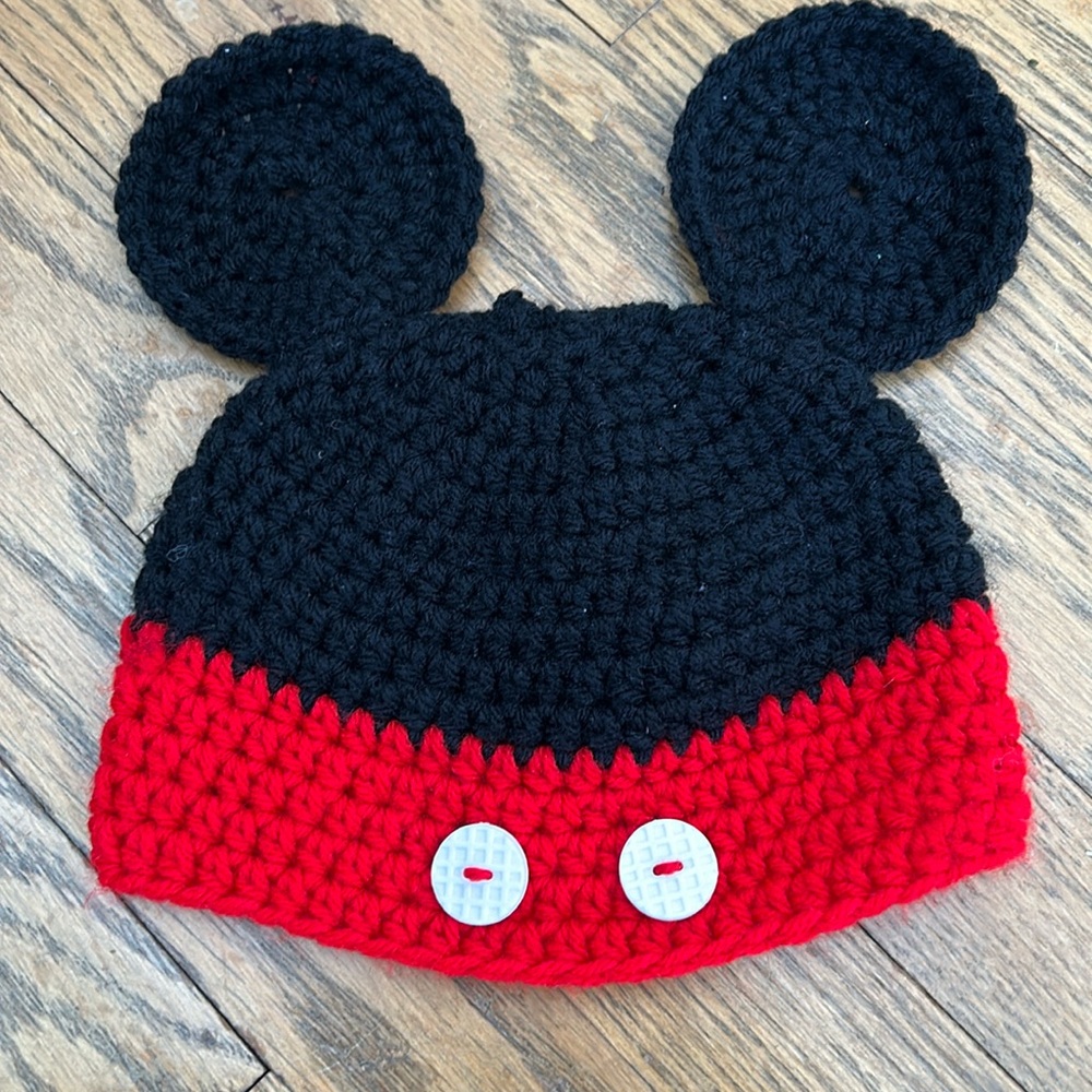 Handmade Mickey Mouse ears Disney world crochet baby toddler hat cap